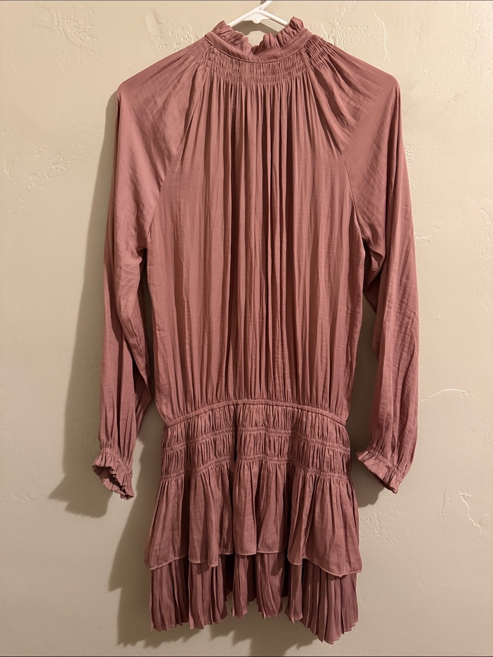 Mustard Seed Dusty Rose Long Sleeve Ruffle Tiered Dress - Picture 8 of 11